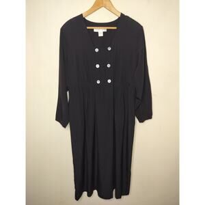 Vtg Kathryn Deene New York Black Midi Double Breast Pockets